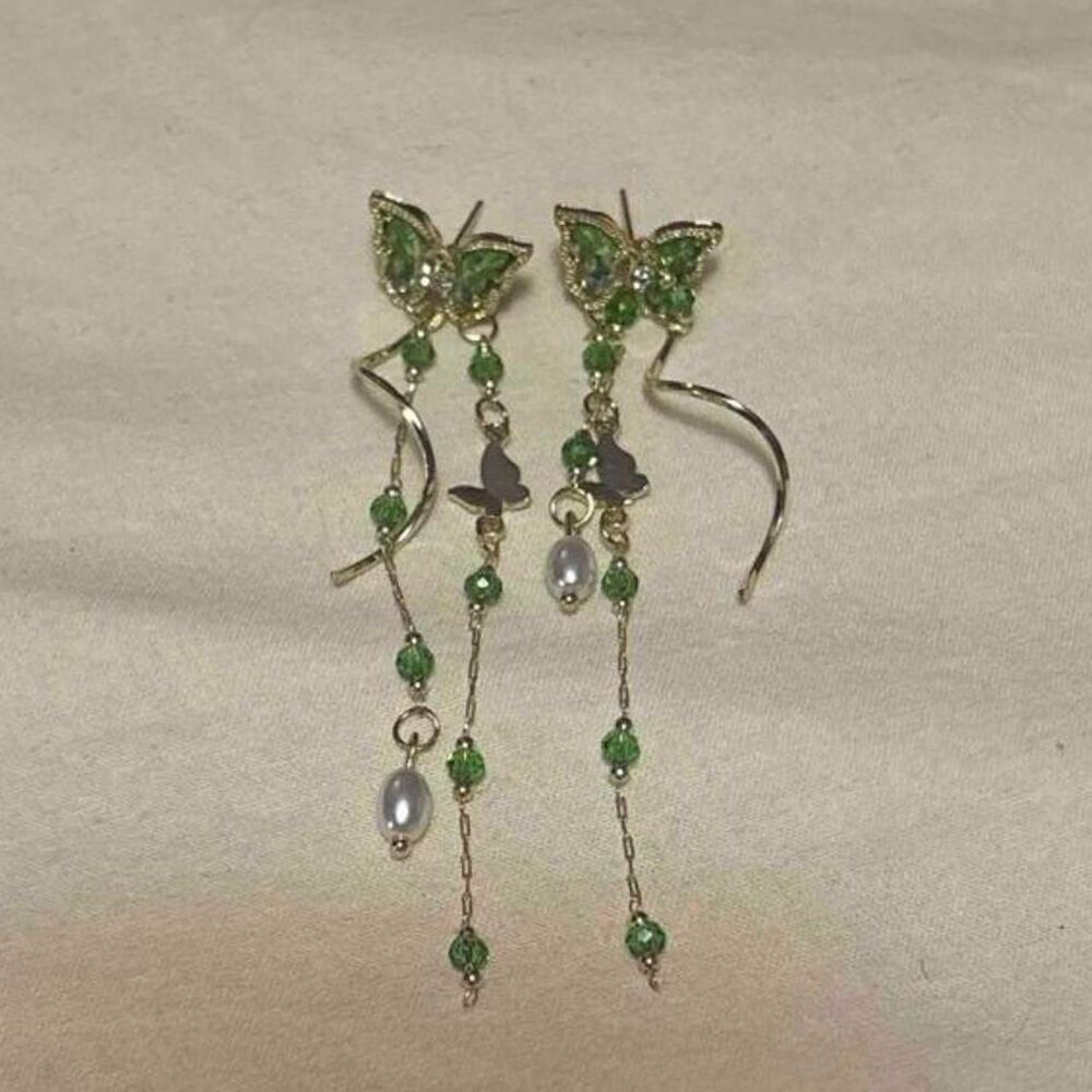 ꧁ᬊᬁ y2k style fairy butterfly gold plated dangle earrings ᬊ᭄꧂